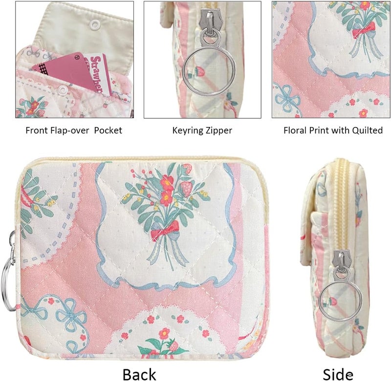 Modacarry Store Cotton Quilted Floral Coin Pouch with Cute Prints Zipper for Women Girls (BERRIES) - Image 5